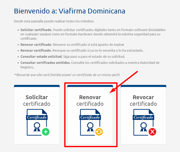 Primer paso para renovar el certificado digital en República Dominicana