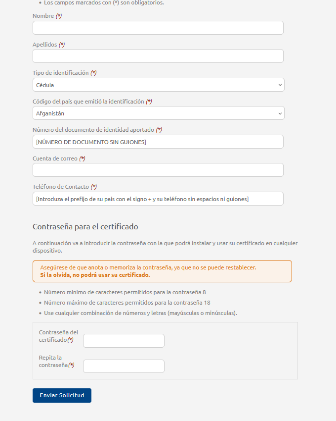 El segundo paso es rellenar el formulario con tus datos personales