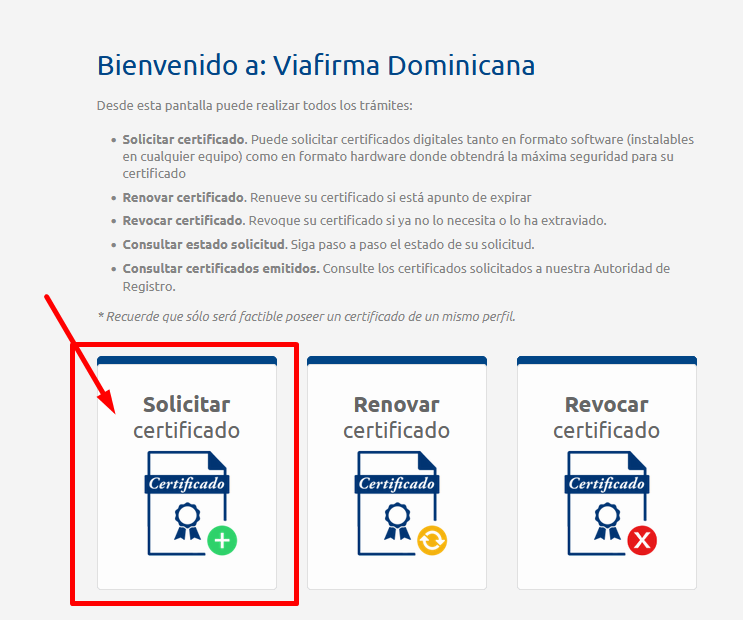 Solicitud de certificado digital en República Dominicana con Viafirma