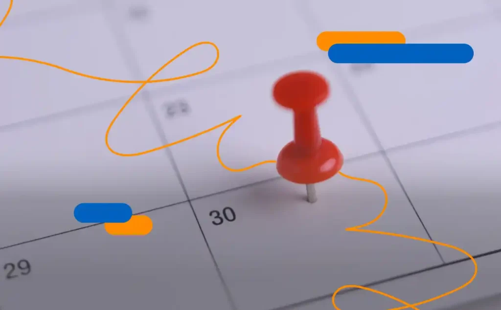 Chincheta roja marcando el día 30 en un calendario, representando los últimos días para adquirir el certificado de facturación en RD